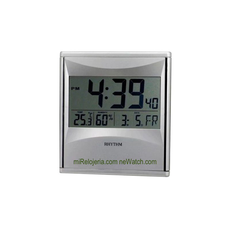 Comprar Reloj de pared Rhythm con termómetro y calendario digital