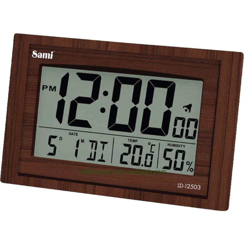 Reloj sobremesa o pared 52 Cm ancho por 18 Cmde alto.Reloj, Fecha, Mes,  Dia, dia de la semana y Temperatura.