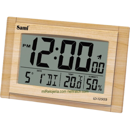 Reloj sobremesa madera con termómetro